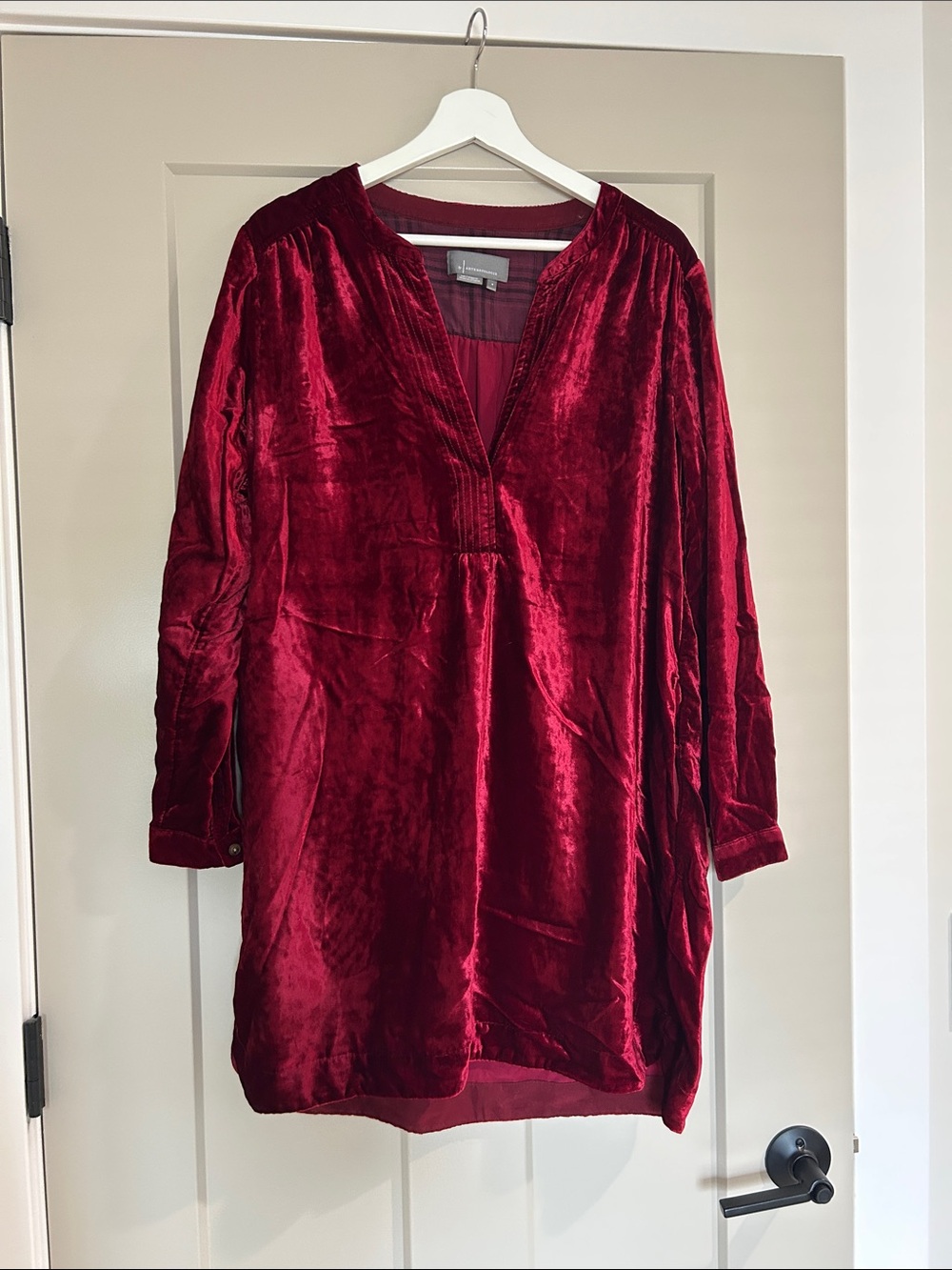 Anthropologie Velvet V-Neck Dress - small